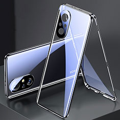 Coque Rebord Bumper Luxe Aluminum Metal Miroir 360 Degres Housse Etui Aimant P02 pour Huawei Honor 50 SE 5G Noir