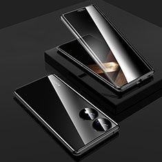 Coque Rebord Bumper Luxe Aluminum Metal Miroir 360 Degres Housse Etui Aimant P02 pour Huawei Honor X7b Noir