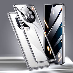 Coque Rebord Bumper Luxe Aluminum Metal Miroir 360 Degres Housse Etui Aimant P02 pour Huawei Mate X3 Argent