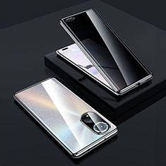 Coque Rebord Bumper Luxe Aluminum Metal Miroir 360 Degres Housse Etui Aimant P02 pour Huawei Nova 9 Pro Argent