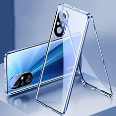 Coque Rebord Bumper Luxe Aluminum Metal Miroir 360 Degres Housse Etui Aimant P02 pour Huawei Nova 9 SE Bleu