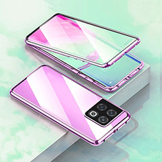 Coque Rebord Bumper Luxe Aluminum Metal Miroir 360 Degres Housse Etui Aimant P02 pour OnePlus 10 Pro 5G Violet