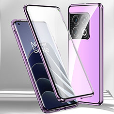 Coque Rebord Bumper Luxe Aluminum Metal Miroir 360 Degres Housse Etui Aimant P02 pour OnePlus 11 5G Violet