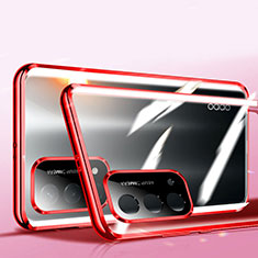 Coque Rebord Bumper Luxe Aluminum Metal Miroir 360 Degres Housse Etui Aimant P02 pour Oppo A55 5G Rouge