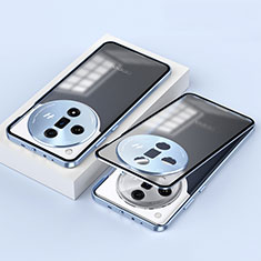 Coque Rebord Bumper Luxe Aluminum Metal Miroir 360 Degres Housse Etui Aimant P02 pour Oppo Find X7 5G Bleu