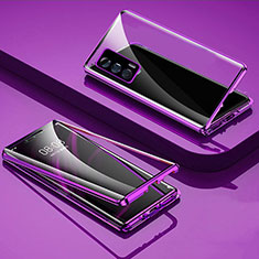 Coque Rebord Bumper Luxe Aluminum Metal Miroir 360 Degres Housse Etui Aimant P02 pour Realme GT 5G Violet