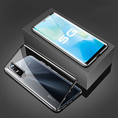 Coque Rebord Bumper Luxe Aluminum Metal Miroir 360 Degres Housse Etui Aimant P02 pour Vivo Y73s 5G Noir