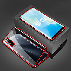 Coque Rebord Bumper Luxe Aluminum Metal Miroir 360 Degres Housse Etui Aimant P02 pour Vivo Y73s 5G Rouge