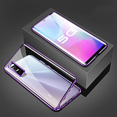 Coque Rebord Bumper Luxe Aluminum Metal Miroir 360 Degres Housse Etui Aimant P02 pour Vivo Y73s 5G Violet