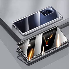 Coque Rebord Bumper Luxe Aluminum Metal Miroir 360 Degres Housse Etui Aimant P02 pour Xiaomi Mi 12 Lite NE 5G Noir