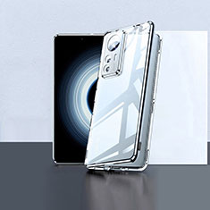 Coque Rebord Bumper Luxe Aluminum Metal Miroir 360 Degres Housse Etui Aimant P02 pour Xiaomi Mi 12T Pro 5G Argent