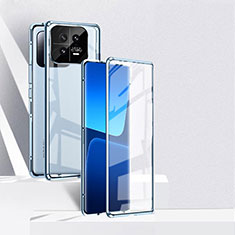 Coque Rebord Bumper Luxe Aluminum Metal Miroir 360 Degres Housse Etui Aimant P02 pour Xiaomi Mi 13 5G Bleu