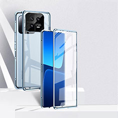 Coque Rebord Bumper Luxe Aluminum Metal Miroir 360 Degres Housse Etui Aimant P02 pour Xiaomi Mi 13 Pro 5G Bleu