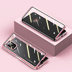 Coque Rebord Bumper Luxe Aluminum Metal Miroir 360 Degres Housse Etui Aimant P02 pour Xiaomi Mix Fold 5G Or Rose