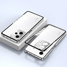 Coque Rebord Bumper Luxe Aluminum Metal Miroir 360 Degres Housse Etui Aimant P02 pour Xiaomi Poco X5 5G Argent