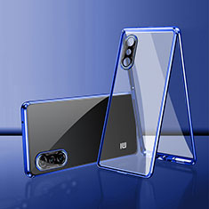 Coque Rebord Bumper Luxe Aluminum Metal Miroir 360 Degres Housse Etui Aimant P02 pour Xiaomi Redmi K40 Gaming 5G Bleu