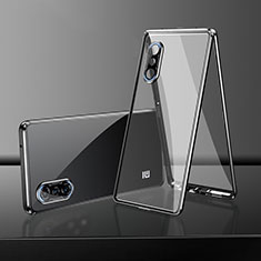 Coque Rebord Bumper Luxe Aluminum Metal Miroir 360 Degres Housse Etui Aimant P02 pour Xiaomi Redmi K40 Gaming 5G Noir