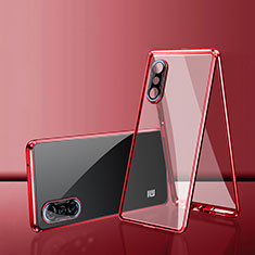 Coque Rebord Bumper Luxe Aluminum Metal Miroir 360 Degres Housse Etui Aimant P02 pour Xiaomi Redmi K40 Gaming 5G Rouge