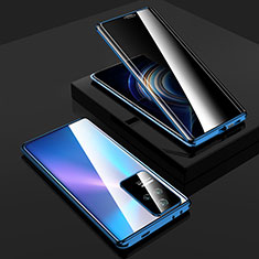 Coque Rebord Bumper Luxe Aluminum Metal Miroir 360 Degres Housse Etui Aimant P02 pour Xiaomi Redmi K50 5G Bleu