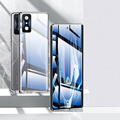 Coque Rebord Bumper Luxe Aluminum Metal Miroir 360 Degres Housse Etui Aimant P02 pour Xiaomi Redmi K50 Gaming 5G Argent