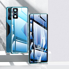 Coque Rebord Bumper Luxe Aluminum Metal Miroir 360 Degres Housse Etui Aimant P02 pour Xiaomi Redmi K50 Gaming AMG F1 5G Bleu