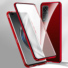 Coque Rebord Bumper Luxe Aluminum Metal Miroir 360 Degres Housse Etui Aimant P02 pour Xiaomi Redmi Note 11 Pro+ Plus 5G Rouge