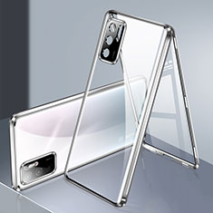 Coque Rebord Bumper Luxe Aluminum Metal Miroir 360 Degres Housse Etui Aimant P02 pour Xiaomi Redmi Note 11 SE 5G Argent
