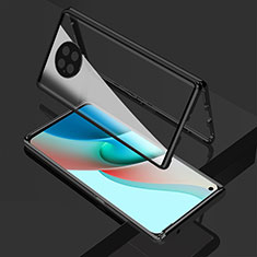 Coque Rebord Bumper Luxe Aluminum Metal Miroir 360 Degres Housse Etui Aimant P02 pour Xiaomi Redmi Note 9T 5G Noir