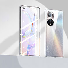 Coque Rebord Bumper Luxe Aluminum Metal Miroir 360 Degres Housse Etui Aimant P03 pour Huawei Honor 50 Pro 5G Argent