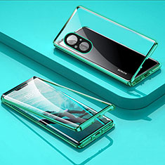 Coque Rebord Bumper Luxe Aluminum Metal Miroir 360 Degres Housse Etui Aimant P03 pour Huawei Honor 50 SE 5G Vert