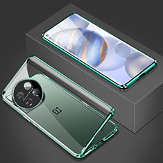 Coque Rebord Bumper Luxe Aluminum Metal Miroir 360 Degres Housse Etui Aimant P03 pour OnePlus 11 5G Vert