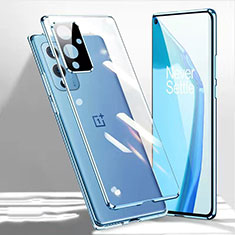 Coque Rebord Bumper Luxe Aluminum Metal Miroir 360 Degres Housse Etui Aimant P03 pour OnePlus 9 5G Bleu