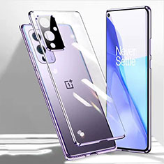 Coque Rebord Bumper Luxe Aluminum Metal Miroir 360 Degres Housse Etui Aimant P03 pour OnePlus 9 5G Violet