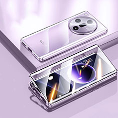 Coque Rebord Bumper Luxe Aluminum Metal Miroir 360 Degres Housse Etui Aimant P03 pour Oppo Find X7 5G Violet Clair