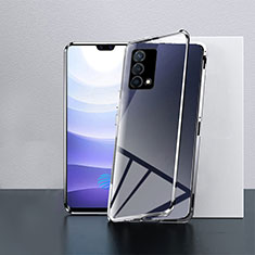 Coque Rebord Bumper Luxe Aluminum Metal Miroir 360 Degres Housse Etui Aimant P03 pour Oppo K9 5G Noir