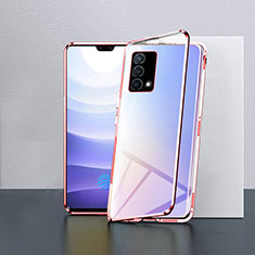 Coque Rebord Bumper Luxe Aluminum Metal Miroir 360 Degres Housse Etui Aimant P03 pour Oppo K9 5G Rouge