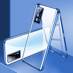 Coque Rebord Bumper Luxe Aluminum Metal Miroir 360 Degres Housse Etui Aimant P03 pour Vivo iQOO Neo5 5G Bleu