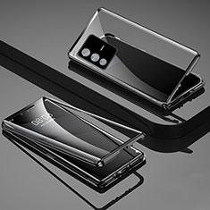 Coque Rebord Bumper Luxe Aluminum Metal Miroir 360 Degres Housse Etui Aimant P03 pour Vivo V23 5G Noir