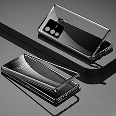 Coque Rebord Bumper Luxe Aluminum Metal Miroir 360 Degres Housse Etui Aimant P03 pour Vivo V23 Pro 5G Noir