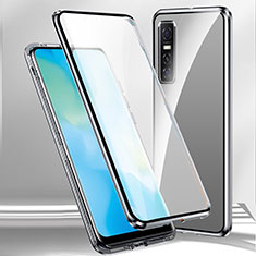 Coque Rebord Bumper Luxe Aluminum Metal Miroir 360 Degres Housse Etui Aimant P03 pour Vivo Y73s 5G Argent