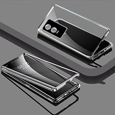 Coque Rebord Bumper Luxe Aluminum Metal Miroir 360 Degres Housse Etui Aimant P03 pour Vivo Y74s 5G Argent