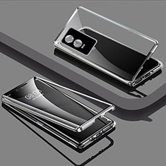 Coque Rebord Bumper Luxe Aluminum Metal Miroir 360 Degres Housse Etui Aimant P03 pour Vivo Y76s 5G Argent