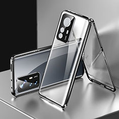 Coque Rebord Bumper Luxe Aluminum Metal Miroir 360 Degres Housse Etui Aimant P03 pour Xiaomi Mi 12T 5G Noir