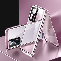 Coque Rebord Bumper Luxe Aluminum Metal Miroir 360 Degres Housse Etui Aimant P03 pour Xiaomi Mi 12T 5G Violet