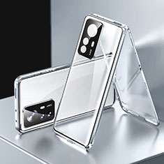 Coque Rebord Bumper Luxe Aluminum Metal Miroir 360 Degres Housse Etui Aimant P03 pour Xiaomi Mi 12T Pro 5G Argent