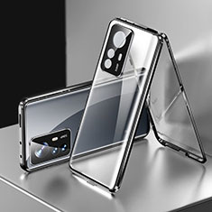 Coque Rebord Bumper Luxe Aluminum Metal Miroir 360 Degres Housse Etui Aimant P03 pour Xiaomi Mi 12T Pro 5G Noir