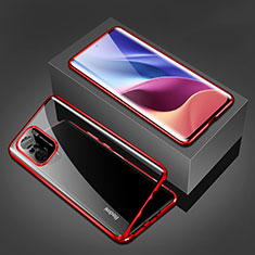 Coque Rebord Bumper Luxe Aluminum Metal Miroir 360 Degres Housse Etui Aimant P03 pour Xiaomi Poco F3 5G Rouge