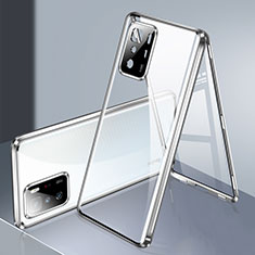 Coque Rebord Bumper Luxe Aluminum Metal Miroir 360 Degres Housse Etui Aimant P03 pour Xiaomi Redmi Note 10 Pro 5G Argent