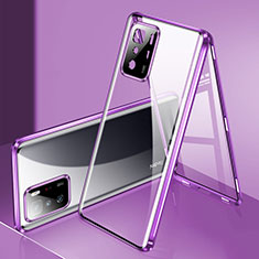 Coque Rebord Bumper Luxe Aluminum Metal Miroir 360 Degres Housse Etui Aimant P03 pour Xiaomi Redmi Note 10 Pro 5G Violet