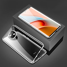 Coque Rebord Bumper Luxe Aluminum Metal Miroir 360 Degres Housse Etui Aimant P03 pour Xiaomi Redmi Note 9T 5G Argent